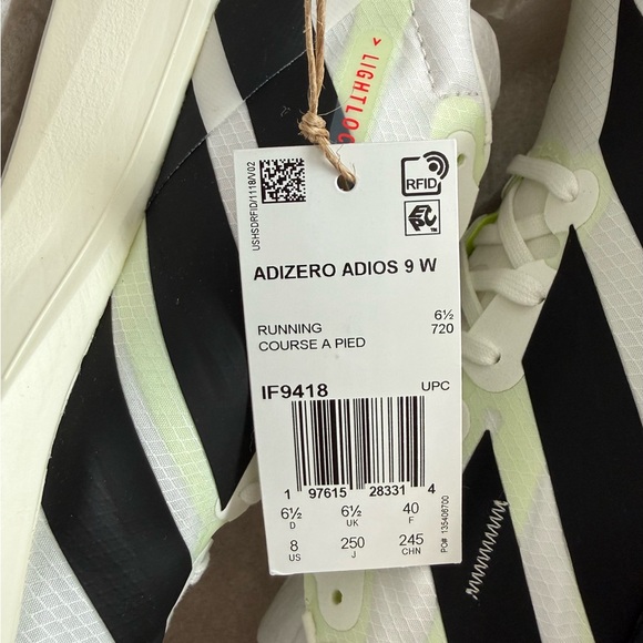 Adidas Adizero 9 US8 White and Black Running Shoes - Picture 3 of 8
